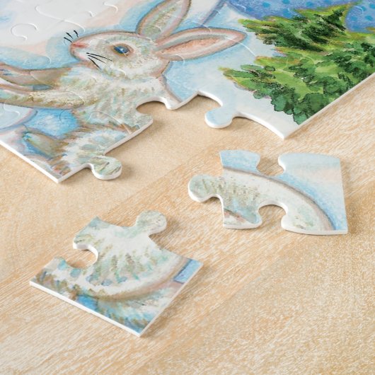 Cute Animals Building a Snowman for Kerstmis Legpuzzel (Zijkant)