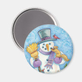 Cute Animals Building a Snowman for Kerstmis Magneet (Voorkant / Achterkant)
