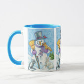 Cute Animals Building a Snowman for Kerstmis Mok (Links)