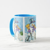 Cute Animals Building a Snowman for Kerstmis Mok (Voorkant links)