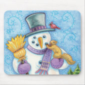 Cute Animals Building a Snowman for Kerstmis Muismat (Voorkant)