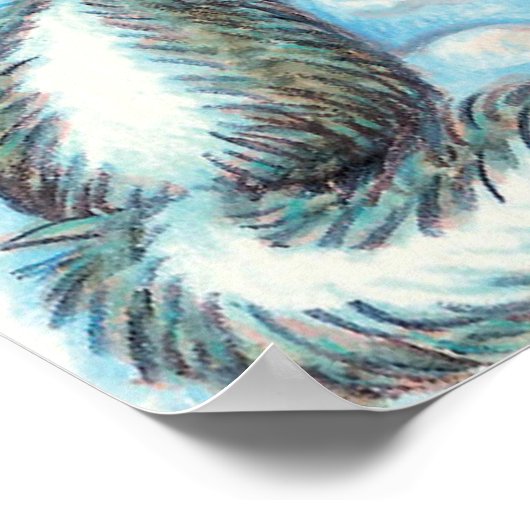 Cute Animals Building a Snowman for Kerstmis Poster (Hoek)