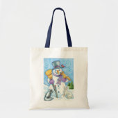 Cute Animals Building a Snowman for Kerstmis Tote Bag (Voorkant)
