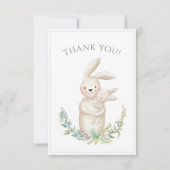 Cute Animals Bunny Green Baby shower Hartelijk dan Bedankkaart (Voorkant)