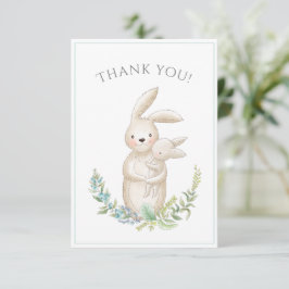 Cute Animals Bunny Green Baby shower Hartelijk dan Bedankkaart