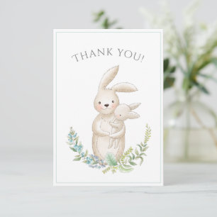 Cute Animals Bunny Green Baby shower Hartelijk dan Bedankkaart