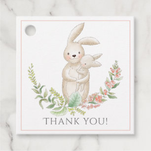 Cute Animals Bunny Pink Baby shower Hartelijk dank Bedankjes Labels