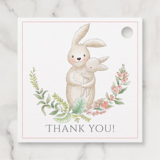 Cute Animals Bunny Pink Baby shower Hartelijk dank Bedankjes Labels (Achterkant)