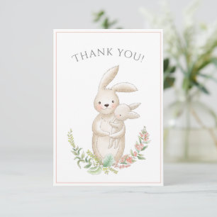 Cute Animals Bunny Pink Baby shower Hartelijk dank Bedankkaart