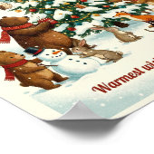 Cute Animals Celebrating Christmas in Snow Poster (Hoek)