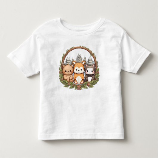 Cute animals celebrating Christmas Kinder Shirts (Voorkant)