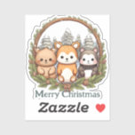 Cute animals celebrating Christmas Sticker<br><div class="desc">Add a touch of holiday cheer with our adorable animal-themed Christmas ornament. This charming design features cute critters celebrating the season, bringing joy to your holiday decor. Perfect for a festive tree or unique gift. Elevate your Christmas celebrations with this whimsical and heartwarming ornament. Animal-Themed Christmas Ornament - Cute Holiday...</div>