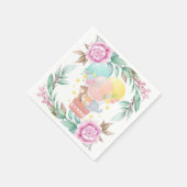 Cute Animals en Pink Peony Baby shower Servet (Hoek)