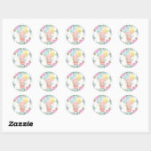 Cute Animals en Pink Peony Classic Baby shower Ronde Sticker (Vel)