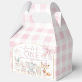 Cute Animals Fun To Be One 1st Birthday Pink Gable Bedankdoosjes (Voorkant)