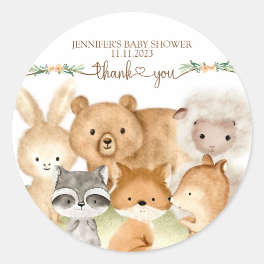 Cute Animals Fur Family Dank u Ronde Sticker (Voorkant)