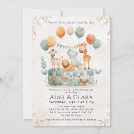 Cute Animals Gender Reveal Invitation Kaart