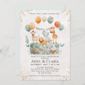 Cute Animals Gender Reveal Invitation Kaart (Voorkant / Achterkant)
