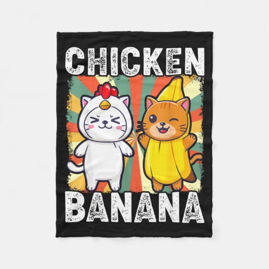 Cute Animals In Chicken And Banana Costumes Kawaii Fleece Deken (Voorkant)