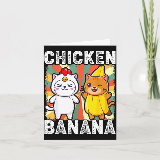 Cute Animals In Chicken And Banana Costumes Kawaii Kaart (Voorkant)