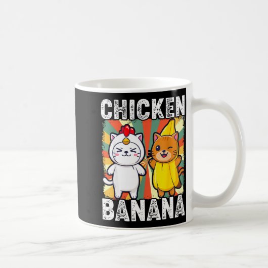 Cute Animals In Chicken And Banana Costumes Kawaii Koffiemok (Rechts)