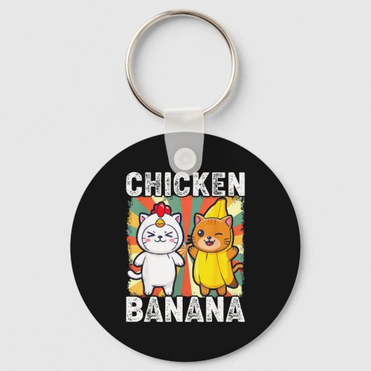 Cute Animals In Chicken And Banana Costumes Kawaii Sleutelhanger (Voorkant)