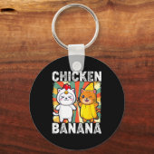 Cute Animals In Chicken And Banana Costumes Kawaii Sleutelhanger (Voorkant)