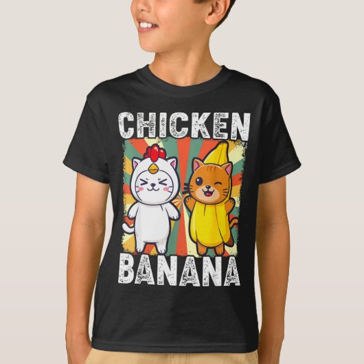 Cute Animals In Chicken And Banana Costumes Kawaii T-shirt (Voorkant)