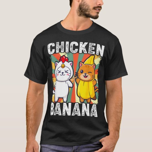 Cute Animals In Chicken And Banana Costumes Kawaii T-shirt (Voorkant)
