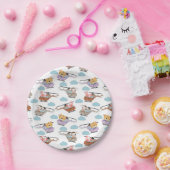 Cute Animals In Helicopter Pattern Papieren Bordje (Feest)