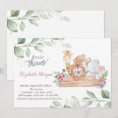 Cute Animals laat Baby shower inviteren Kaart (Voorkant / Achterkant)