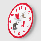 Cute Animals Monogramed Acrylwall Clock Grote Klok (Hoek)
