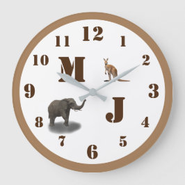 Cute Animals Monogramed Acrylwall Clock Grote Klok
