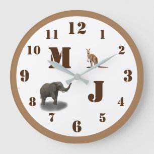 Cute Animals Monogramed Acrylwall Clock Grote Klok