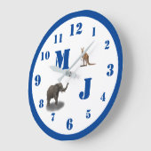 Cute Animals Monogramed Acrylwall Clock Grote Klok (Hoek)