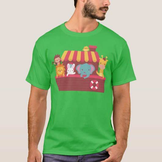 Cute Animals Noach Ark Boot cadeau T-shirt (Voorkant)
