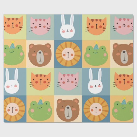 Cute Animals Patchwork Cadeaupapier (Vlak)