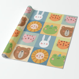 Cute Animals Patchwork Cadeaupapier