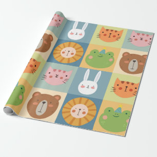 Cute Animals Patchwork Cadeaupapier