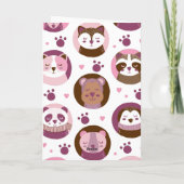 Cute Animals Pattern Kinder Primary School Valenti Kaart (Achterkant)