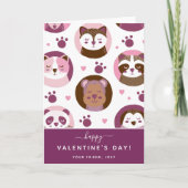 Cute Animals Pattern Kinder Primary School Valenti Kaart (Voorkant)