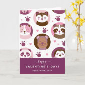 Cute Animals Pattern Kinder Primary School Valenti Kaart (Gele Bloem)