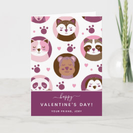 Cute Animals Pattern Kinder Primary School Valenti Kaart