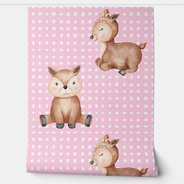 Cute animals pink behang