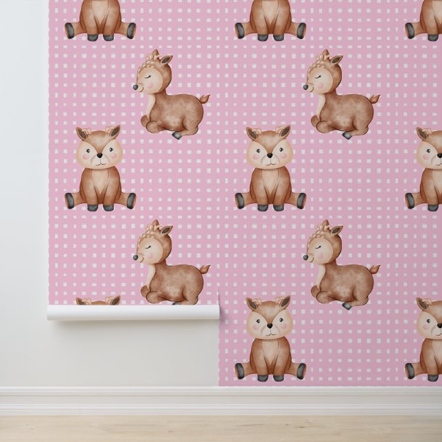 Cute animals pink behang (Applicatie)