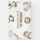 Cute Animals Safari Jungle Birthday Party Kids Spandoek (Verticaal)