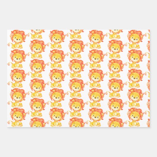 Cute Animals Safari Oerwoud Elephant Giraffe Lion Inpakpapier Vel (Voorkant 3)