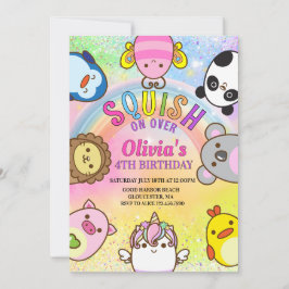  Cute animals Squish Girl Birthday party Kaart