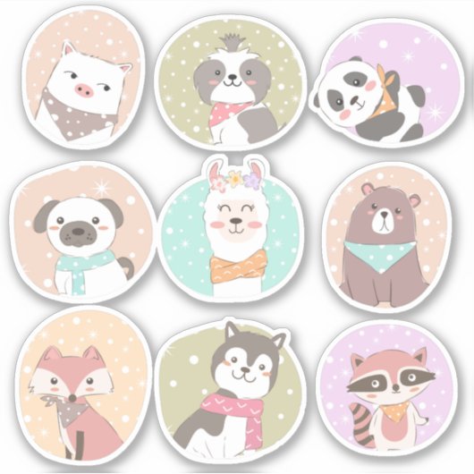 Cute Animals Sticker (Voorkant)