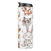 Cute Animals Sticker Adorable Cartoon Characters Thermosbeker (Geroteerd rechts)